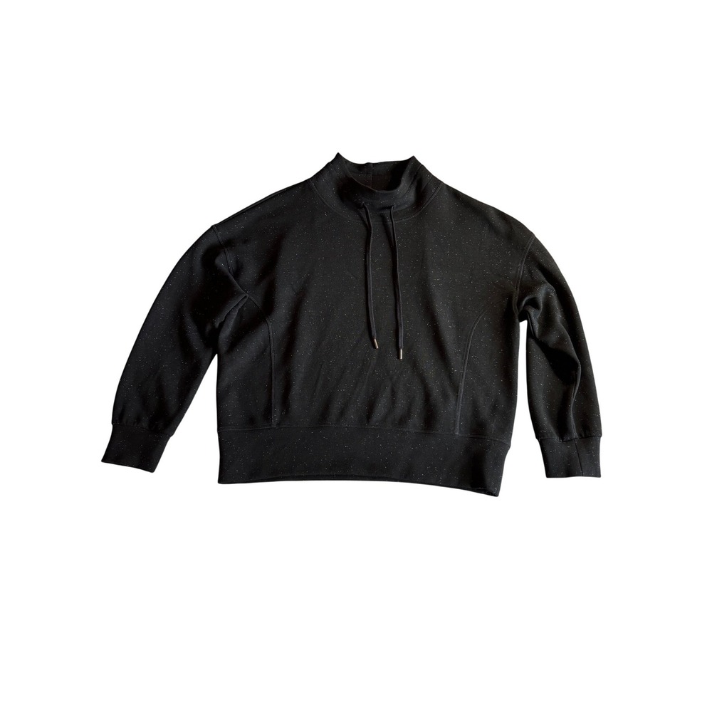 Varley Oakdale Sweat DoubleSoft Funnel Neck Pullover Black Speckle Medium
